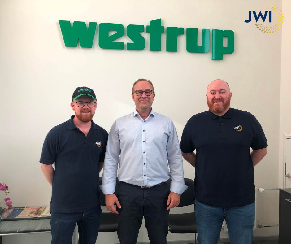 An image showing the JWI sales team visiting Westrup grain cleaning equi[ment